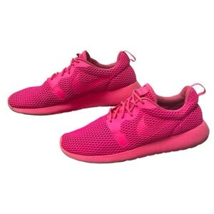 NIKE ROSHE RUN HYPERFUSE BREATHE‎ PINK BLAST TRAINERS SIZE 8